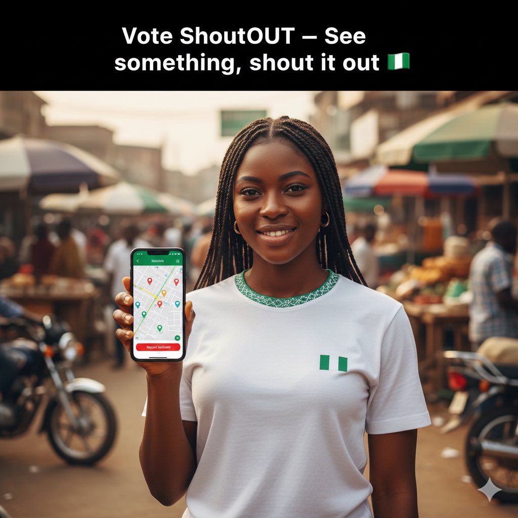 shout_Out_NG's tweet image. 🗳 Vote ShoutOUT in the #CodefestNigeriaHackathon challenge and help us build a safer, more united Nigeria.
#BuildforNigeria #codefestnigeriahackathon2025 #VotingPhase #LeaderboardUpdate #SeeSomethingShoutItOut #BuildForNigeria #CodefestAfrica #InnovationForSafety