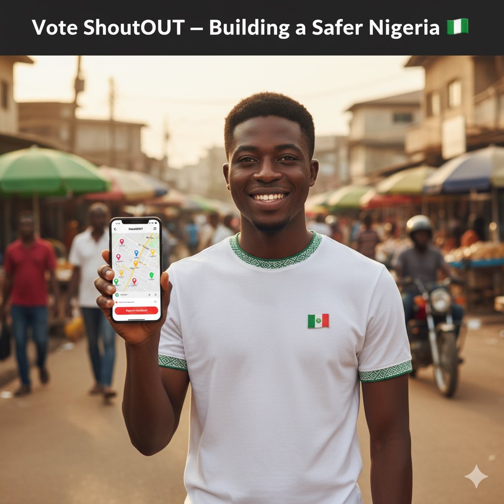 shout_Out_NG's tweet image. 🗳 Vote ShoutOUT in the #CodefestNigeriaHackathon challenge and help us build a safer, more united Nigeria.
#BuildforNigeria #codefestnigeriahackathon2025 #VotingPhase #LeaderboardUpdate #SeeSomethingShoutItOut #BuildForNigeria #CodefestAfrica #InnovationForSafety