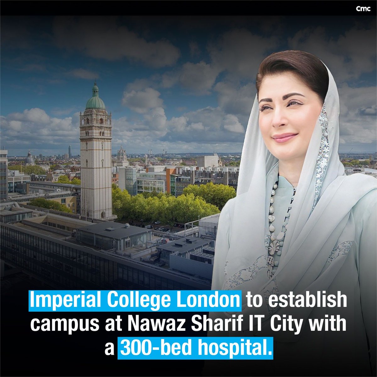 pmln_org's tweet image. Imperial College London to establish campus at Nawaz Sharif IT City with a 300-bed hospital.