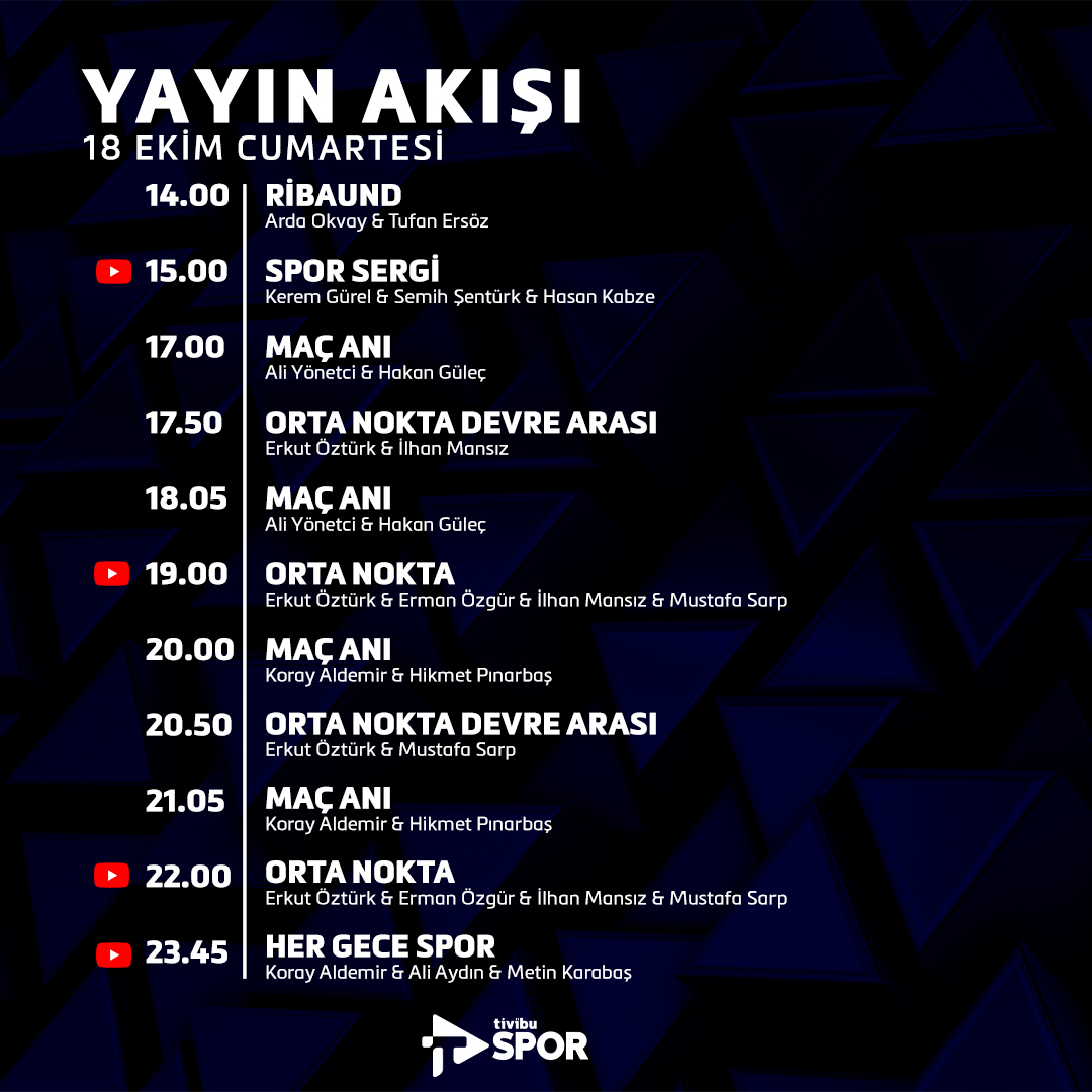 Tivibu Spor'da bugün👇