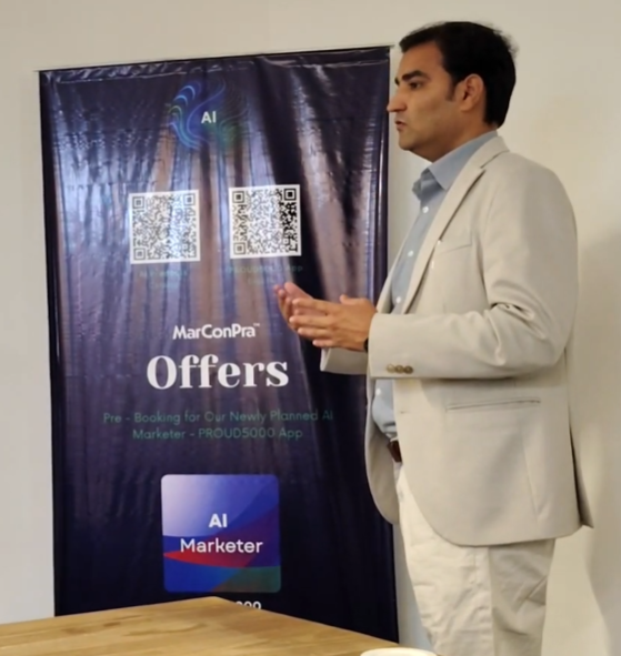 marconpra's tweet photo. Introducing Mr. Gaurav Sharma in the AI Symposium
Meet Mr. Gaurav Sharma, the innovative mind behind AI Marketer - PROUD5000 app and the Director of MarConPra™.
At the AI Symposium held at the Nirman Nagar office in Jaipur, inventor Gaurav elaborated on the PROUD5000 app. https://t.co/kzn8Fvfppe