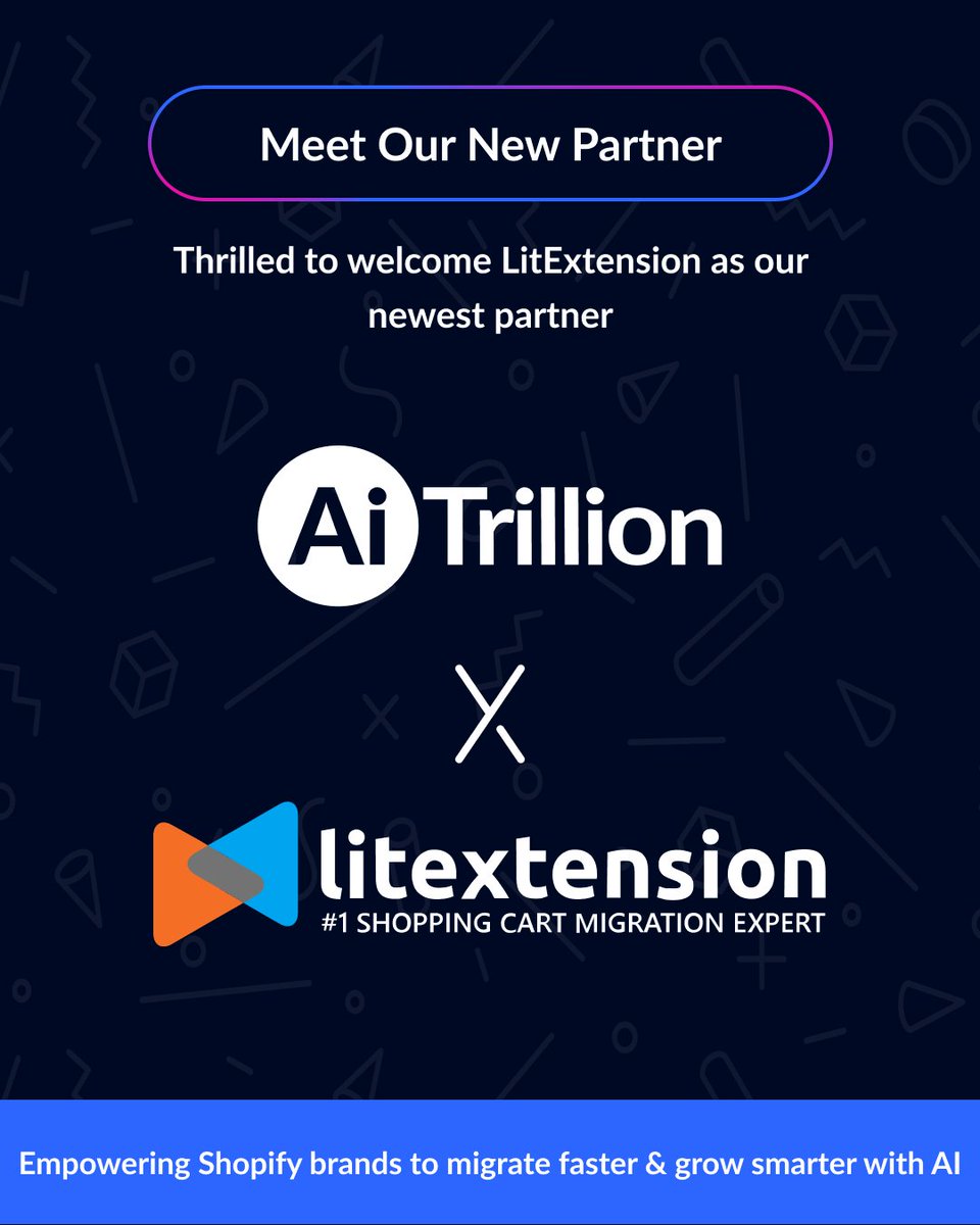 NEW PARTNERSHIP: <a href="/AiTrillion/">AiTrillion | Grow E-Commerce Faster!🚀</a> x <a href="/litextension/">LitExtension</a>

Seamless migration + AI-powered marketing = effortless eCommerce growth.

Install today on <a href="/Shopify/">Shopify</a>: lnkd.in/d2kpyTzj 

#BFCM2025 #AiTrillion #Shopify #itfc #readingfc #partners #partnership #LitExtension
