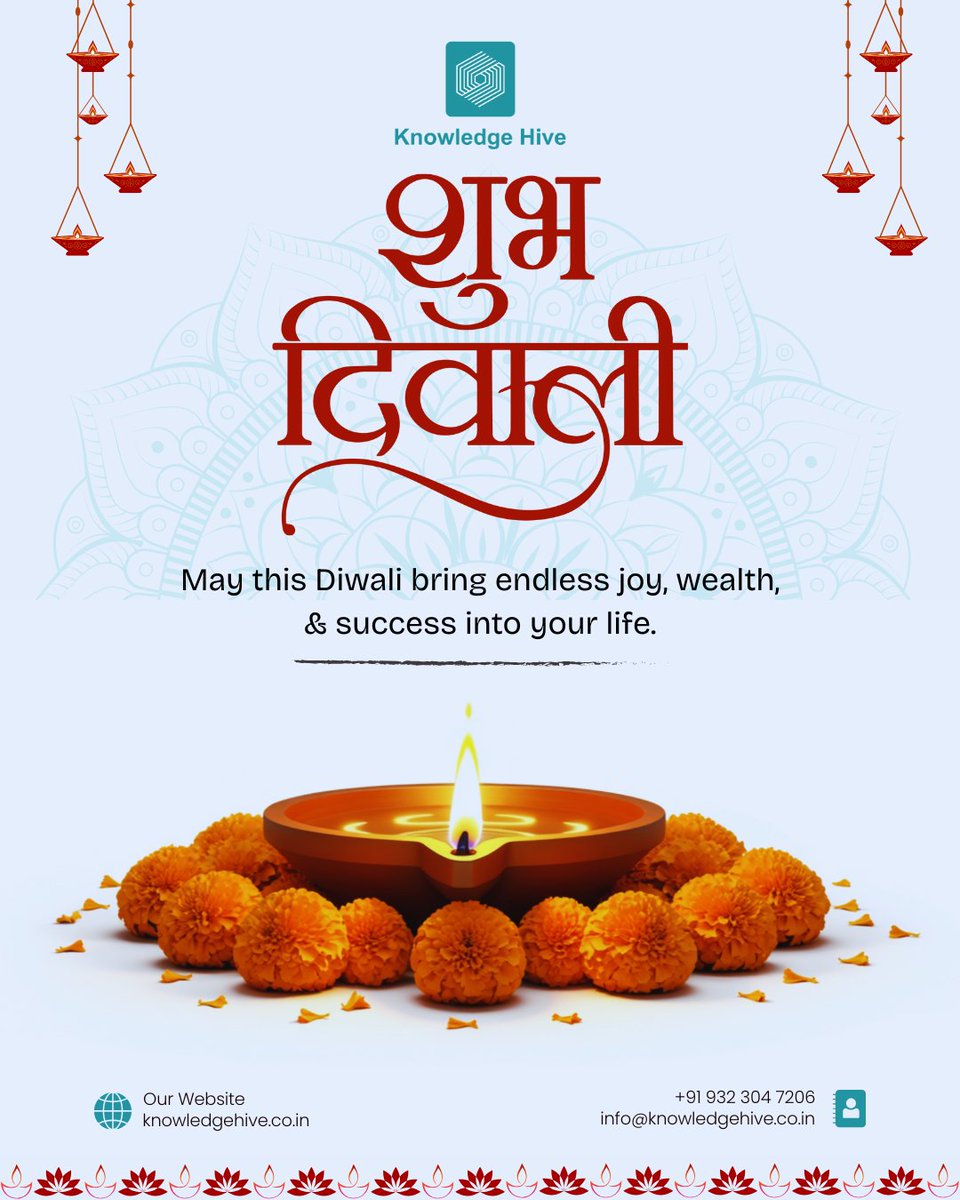 knowledgehive37's tweet image. 💫 Let’s light up new beginnings this Diwali! 💫
May the glow of diyas fill your life with knowledge, success, and endless opportunities. ✨Team Knowledge Hive wishes you a sparkling Diwali filled with innovation, wisdom, and growth! 🌟
#HappyDiwali #ShubhDeepavali #KnowledgeHive