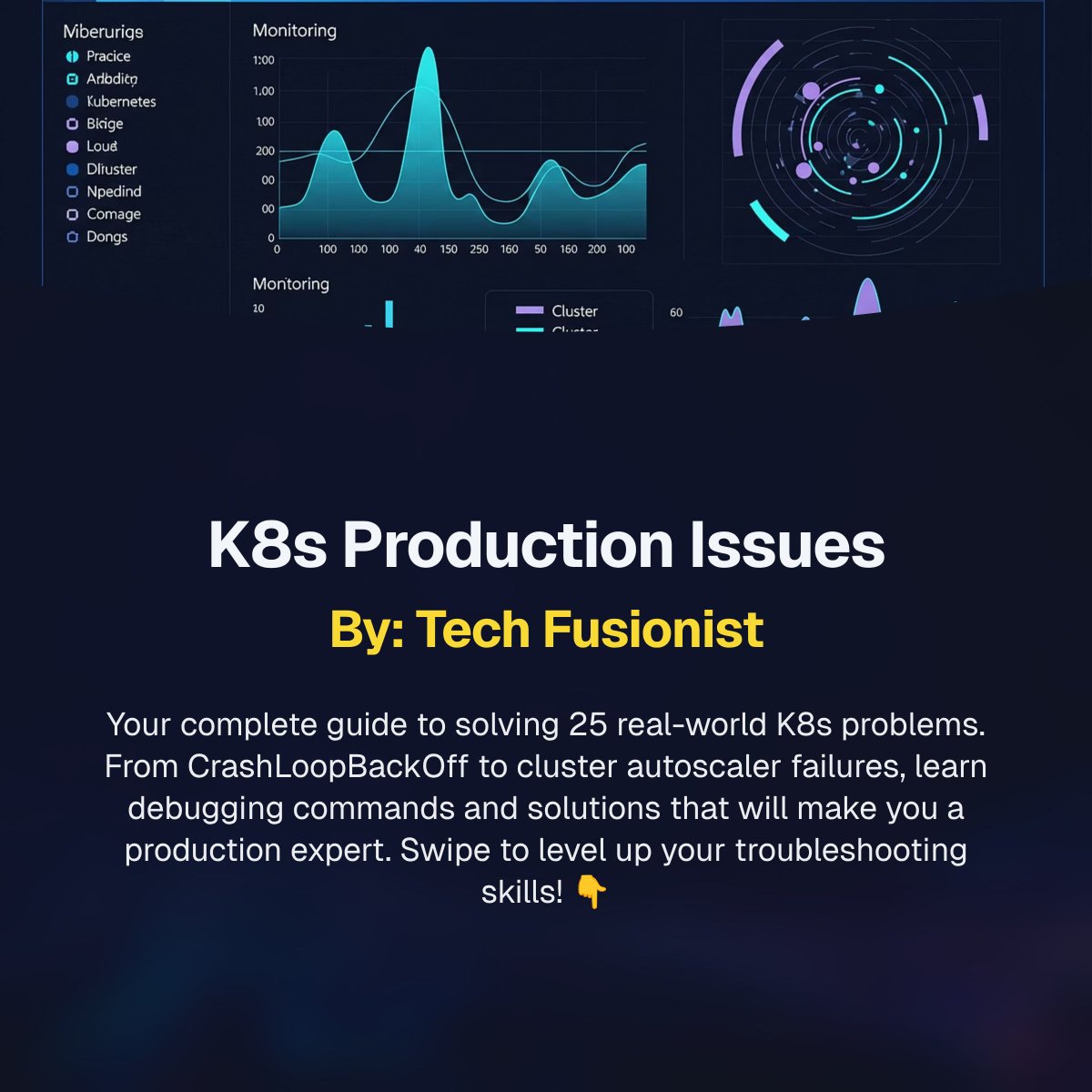 techyoutbe's tweet image. PDF : K8s Production Issues Guide (Just Published)
This 28-page PDF is a quick troubleshooting handbook for 25 common Kubernetes (K8s) production challenges, from pod failures to cluster-wide disruptions.
(63 FREE Slots) - Link in Comment
It covers 👇👇