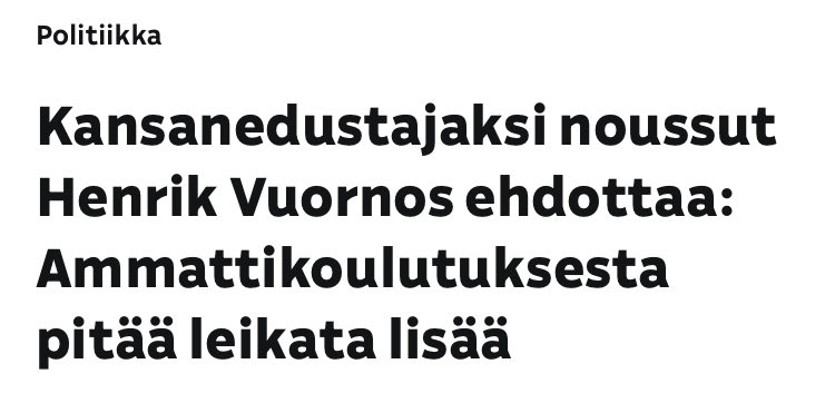 Irvokasta.

Kokoomusedustajat huolissaan lähiopetusksesta ammattikouluissa ja tekevät kirjallisen kysymyksen asiasta opetusministerille.

Amiksen käyneenä ja lähiopetuksen tärkeyden tietävänä jaan huolen amiksen tilasta. Lähiopetukseen tulee panostaa, myös rahallisesti.

Pidän