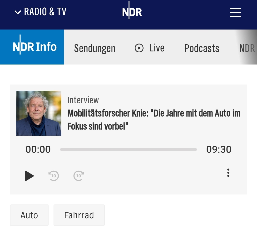 ÖRR so: Oh, Politikwissenschaftler Knie hat sich schon gefühlt 2 Wochen nicht mehr öffentlich über Autos aufregen dürfen, na dann wird's wieder Zeit, geben wir ihm Sendeplatz u nennen ihn "Forscher", das klingt dann, als wäre er frei von Agenda.