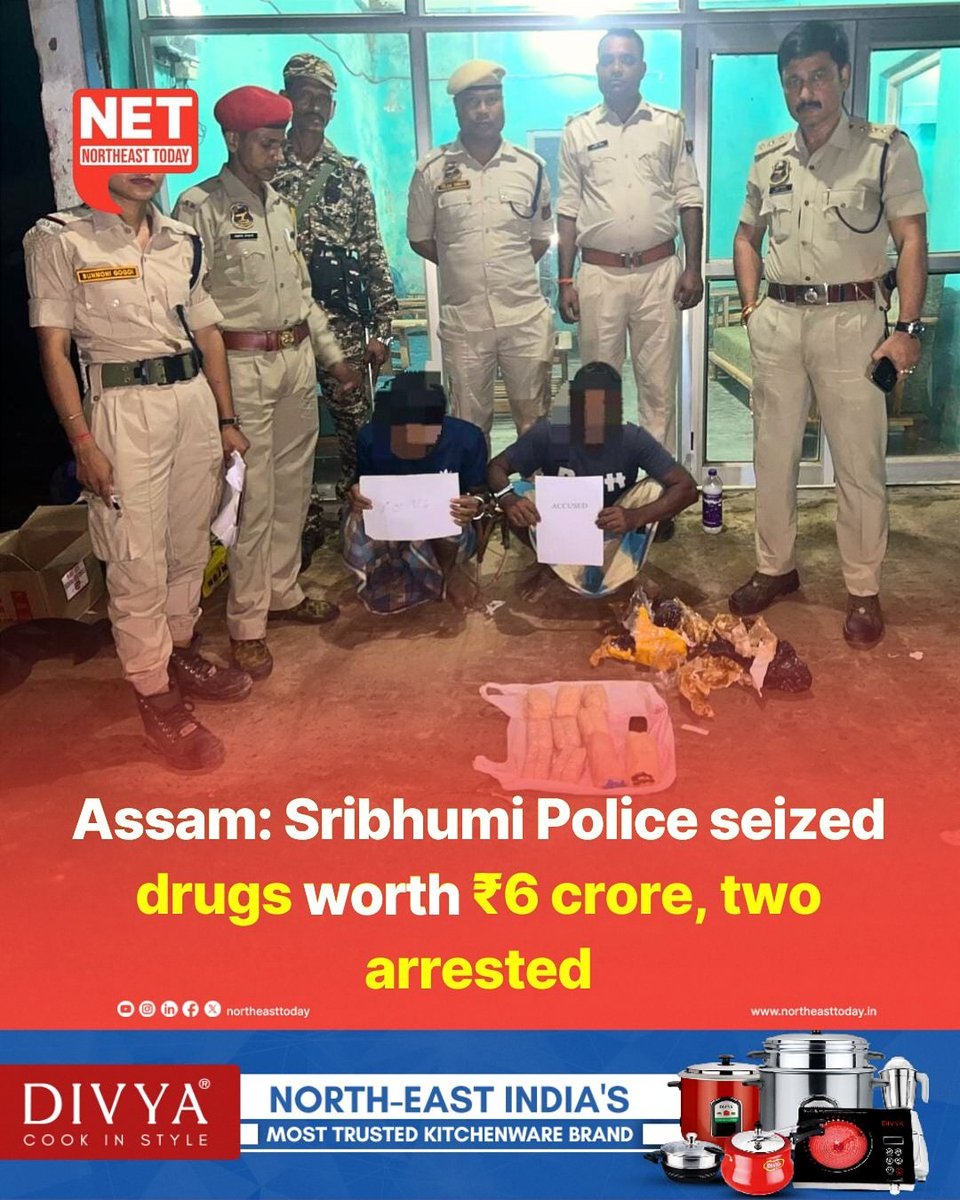 NortheastToday's tweet image. #NetSnippet | In a major anti-drug operation, Sribhumi Police seized 20,000 Yaba tablets valued at around ₹6 crore in Chargola on Friday. Two individuals involved in drug peddling were arrested during the operation.
The police have intensified efforts in the region to curb the…