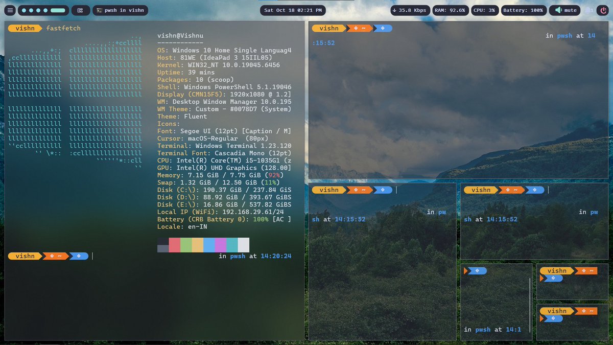 DevPriti1's tweet image. switched from using WSL to power-shell(oh-my-posh) cause CLI tools like Claude code is slower and has a lot of bugs while used in WSL