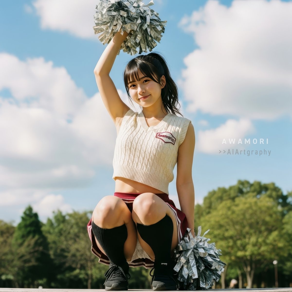 2022Awa's tweet image. 📢#cheers_weekend
#cheerleaders #aiportrait #aiphotography #aigravure #aigirl #photoshop #lightroom #photorealism #firefly #nanobanana #imagen4 #4K