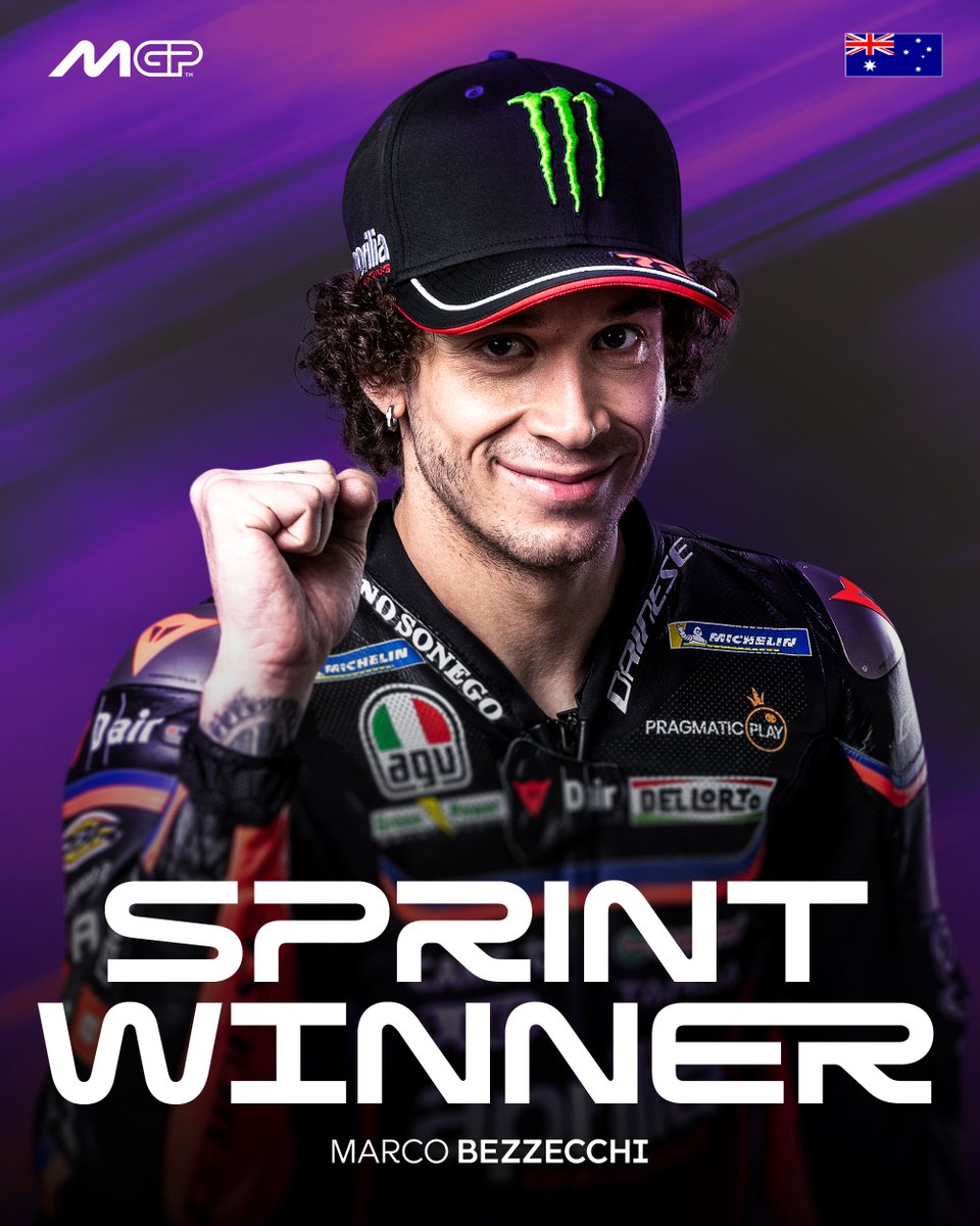 MotoGP™🏁 (@motogp) on Twitter photo Another one! 🎯
Marco Bezzecchi wins the Tissot Sprint at Phillip Island! 🦤
#AustralianGP 🇦🇺 Another one! 🎯
Marco Bezzecchi wins the Tissot Sprint at Phillip Island! 🦤
#AustralianGP 🇦🇺