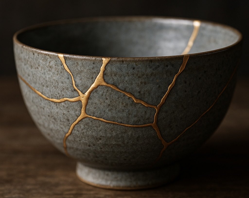 Embracing kintsugi, the Japanese art of repairing broken pottery with gold, teaches us to value imperfections. 

In writing and content creation, our drafts may crack under scrutiny, but those flaws are where beauty shines through. 

Revise, refine, and let your unique voice mend