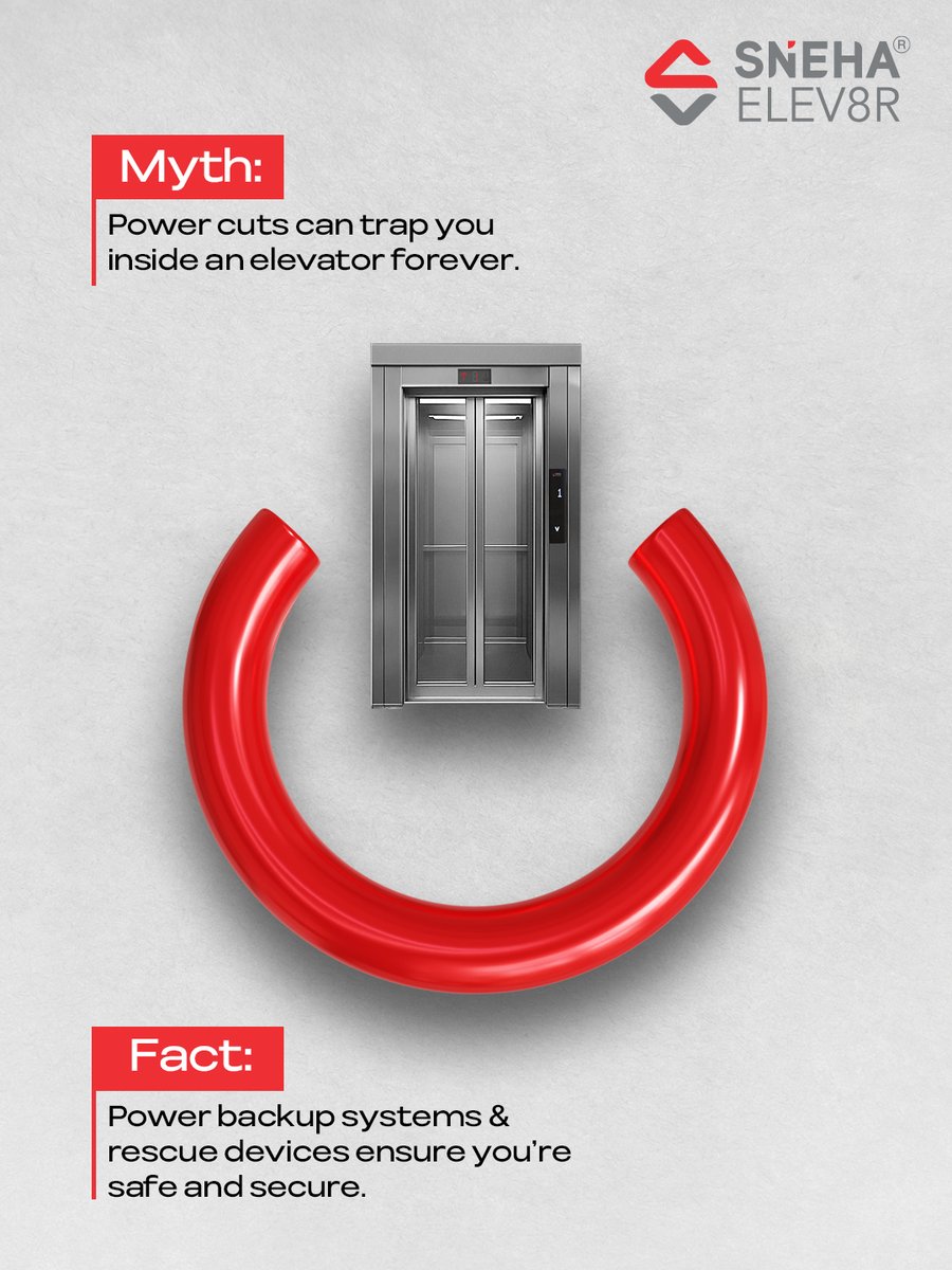 SnehaElev8r's tweet image. Think a power cut can trap you in an elevator?
Not with Sneha Elev8r.
Our power backup &amp;amp; rescue systems keep every ride safe and secure. 

#SnehaElev8r #MythVsFact #SafeElevators #LiftSafety #InnovationInSafety #PowerBackup #RescueSystem #SmartElevators  #SafeCommute #UrbanLiving