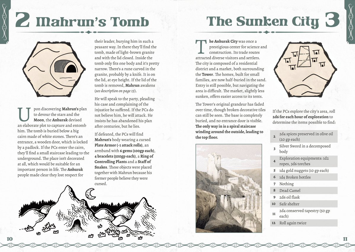 savvythief's tweet image. The Hollow Tower!
We just released a new #adventure #module for characters of levels 1–3 for #OldSchoolEssentials
Brave the lost expanse of the Forgotten #Desert, uncover the secrets of the ancient Anhurak and the fabled #StarDevourer
⬇️ Link
#OSE #OSR #DUNGEON #DESERT #HEX