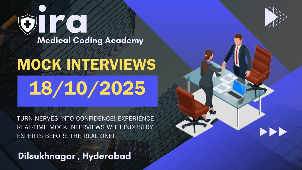 IraCoding's tweet image. IRA MEDICAL CODING ACADEMY 
DILSUKHNAGAR ,HYDERABAD
CALL : 095507 63400

“From Hesitation to Perfection — Transform Your Interview Skills with Expert-Guided Mock Interviews!”

#MockInterviewTraining #InterviewPreparation #CareerSuccess #JobReady #PharmaTrainingHyderabad #I