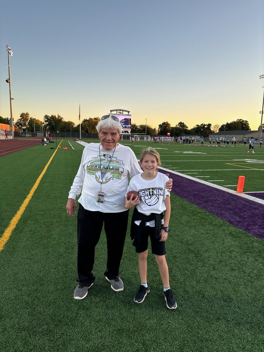 Pretty hard to beat throwing the football around on the sidelines before a high school football game with your granddaughter!
