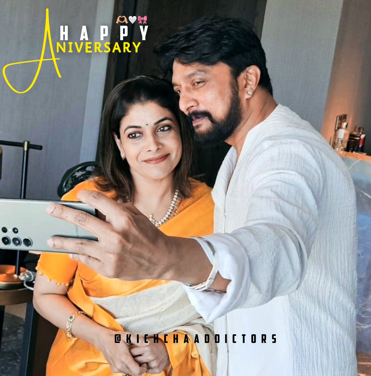 KICCHATAMMU's tweet photo. Happiest anniversary to our all time favourite couples ❤️🫶 @KicchaSudeep sir and @iampriya06 mam..

#KicchaSudeep #MarkTheMovie https://t.co/KffSYFXFTc