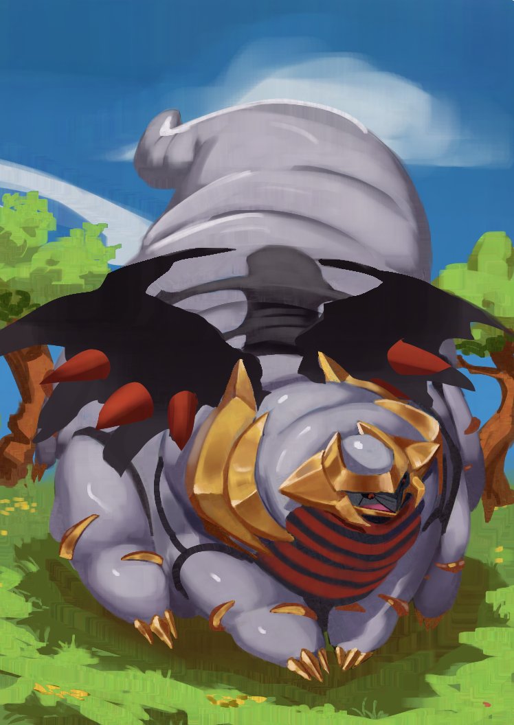 Late night posting because the weather wanted to throw thunder around.
I've been drawing Giratina a lot on my spare time... so I decided to make one public. :&gt;