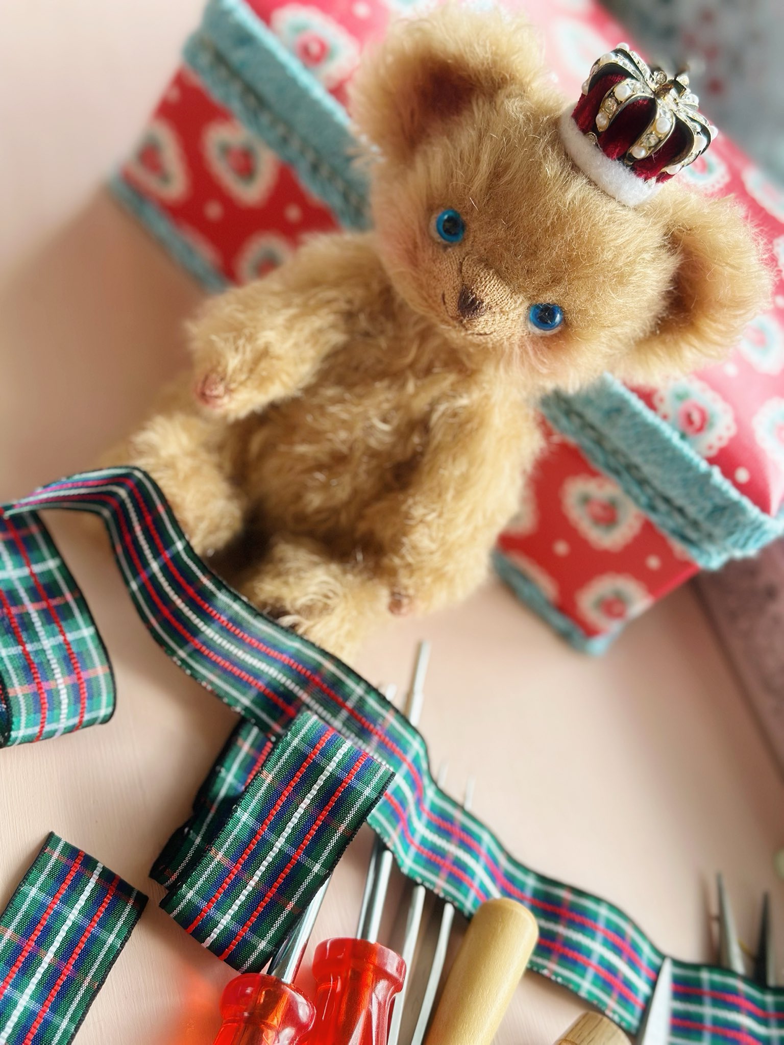 手作りテディベア　ハニー(ショートリボン) 手作りテディベア ハニー(ショートリボン)