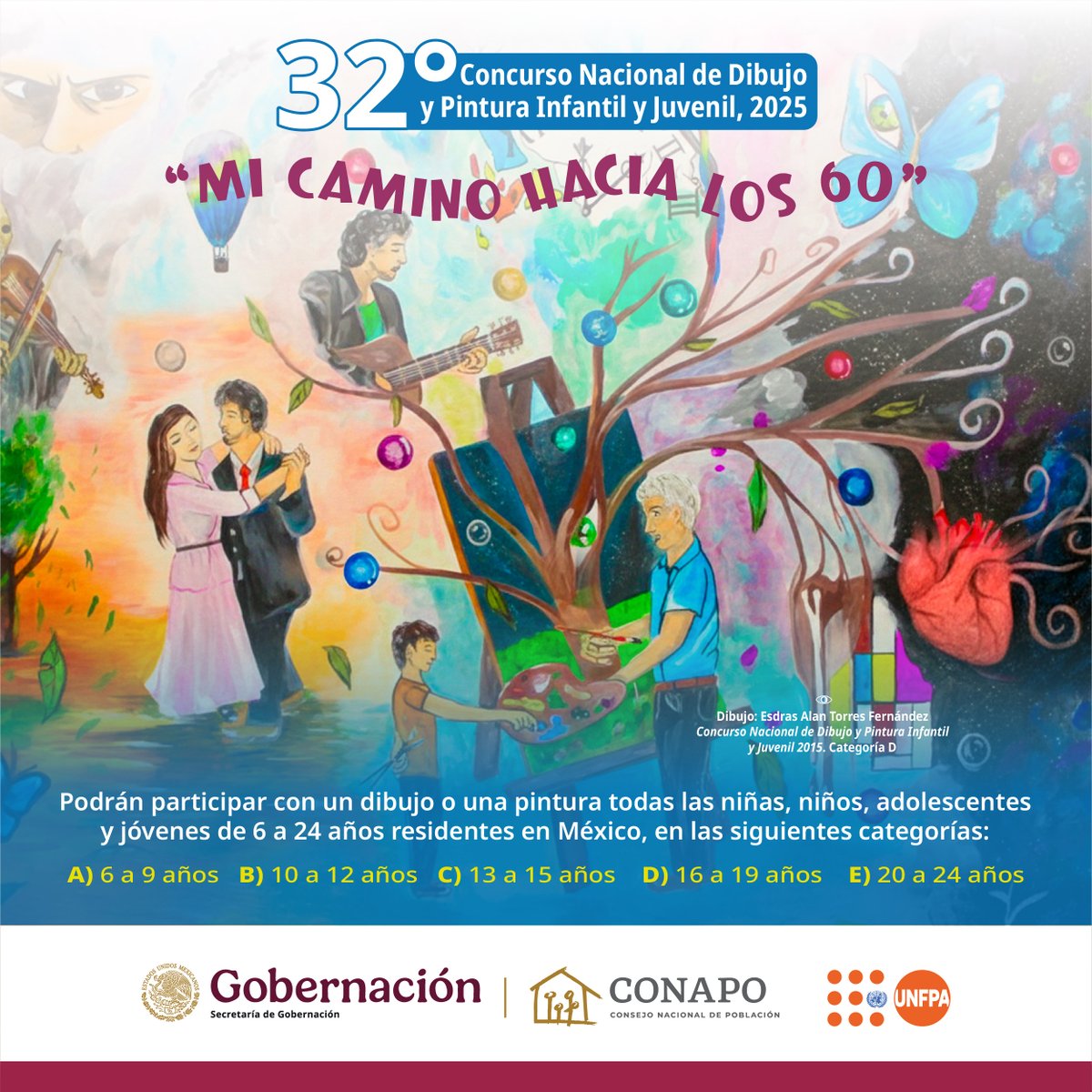 CronicaHidalgo's tweet image. ¡Tu talento puede cambiar el mundo!
Participa en la etapa estatal del 32° Concurso Nacional de Dibujo y Pintura Infantil y Juvenil 2025, organizado por el Consejo Nacional de Población a través del Consejo Estatal de Población de Hidalgo (COESPO).