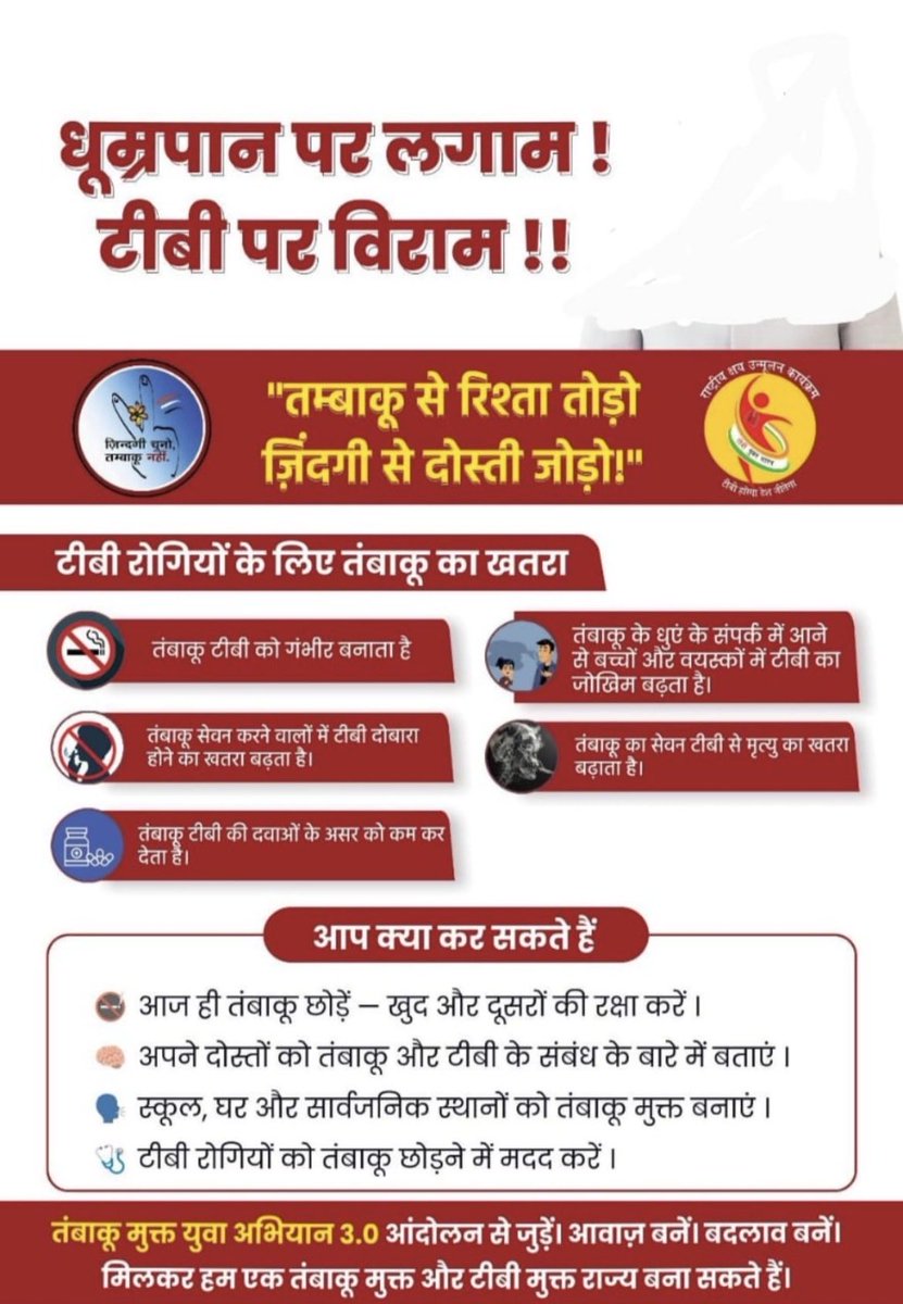 TB MUKT BHARAT PALI (@nteppali) on Twitter photo धूम्रपान पर लगाम।
टीबी पर विराम।
#TBMuktBharat
#SayNoToTobacco
<a href="/MoHFW_INDIA/">Ministry of Health</a> <a href="/TbDivision/">Central TB Division | #TBMuktBharat</a> <a href="/DeglaDharma/">Dharma Rao Degal</a> <a href="/GajendraKhimsar/">Gajendra Singh Khimsar</a> <a href="/PIB_India/">PIB India</a> <a href="/nhm_rajasthan/">Medical & Health Deptt. Rajasthan</a> <a href="/Rntcp_Rajasthan/">TB Mukt Bharat- Rajasthan</a> <a href="/iecnhmpali/">IECNHMPALI</a> <a href="/nishantjeph/">Dr Nishant Kumar</a> <a href="/DmpaliPali/">Collector Pali</a> <a href="/airnews_jaipur/">AKASHVANI NEWS RAJASTHAN</a> धूम्रपान पर लगाम।
टीबी पर विराम।
#TBMuktBharat
#SayNoToTobacco
<a href="/MoHFW_INDIA/">Ministry of Health</a> <a href="/TbDivision/">Central TB Division | #TBMuktBharat</a> <a href="/DeglaDharma/">Dharma Rao Degal</a> <a href="/GajendraKhimsar/">Gajendra Singh Khimsar</a> <a href="/PIB_India/">PIB India</a> <a href="/nhm_rajasthan/">Medical & Health Deptt. Rajasthan</a> <a href="/Rntcp_Rajasthan/">TB Mukt Bharat- Rajasthan</a> <a href="/iecnhmpali/">IECNHMPALI</a> <a href="/nishantjeph/">Dr Nishant Kumar</a> <a href="/DmpaliPali/">Collector Pali</a> <a href="/airnews_jaipur/">AKASHVANI NEWS RAJASTHAN</a>