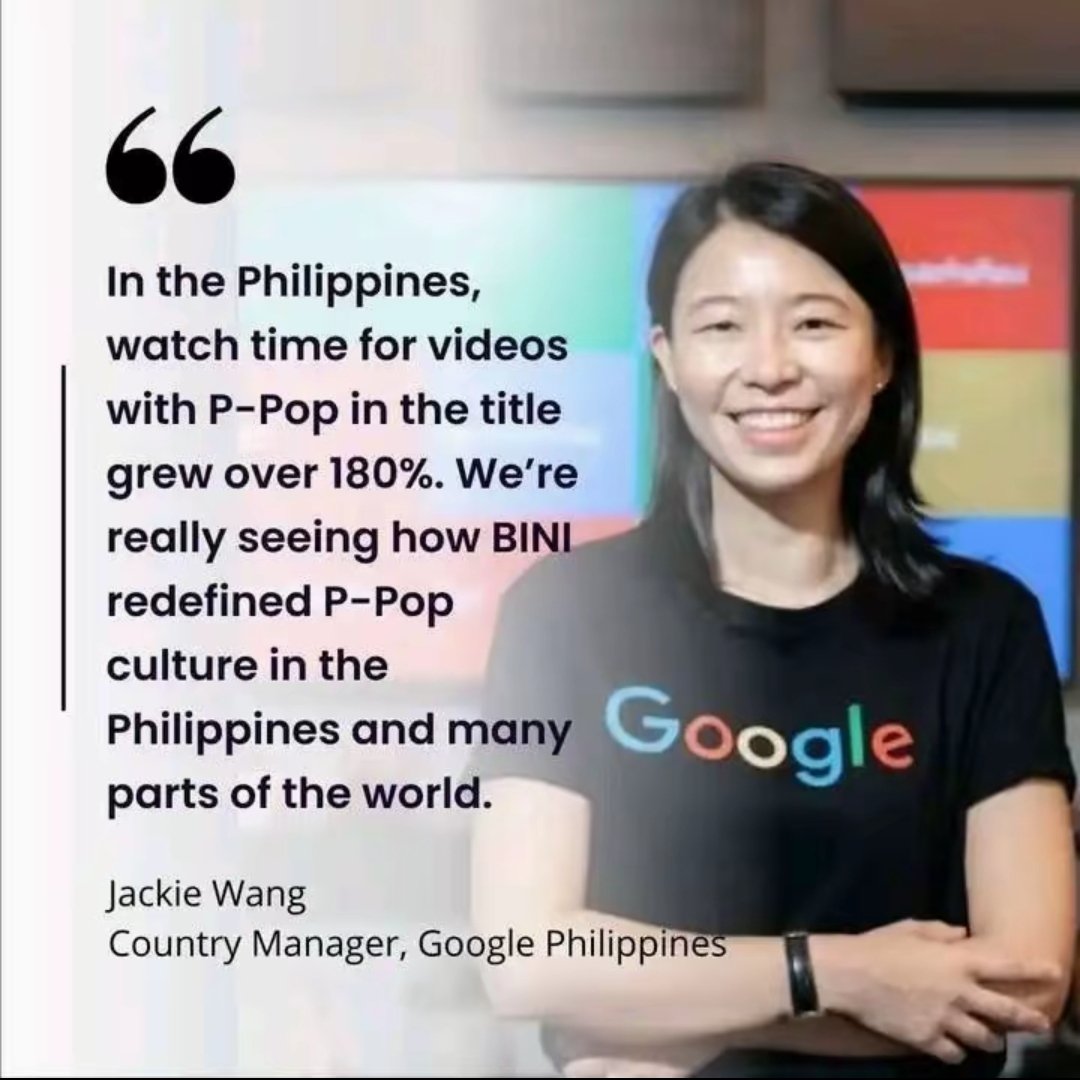 This is how Google Philppines recognizes BINI's helped the industry of P-POP interms of views on specific video streaming plaform giant by 180% allowing philippine culture to be seen worldwide. 
 insiderph.com/google-ph-head….