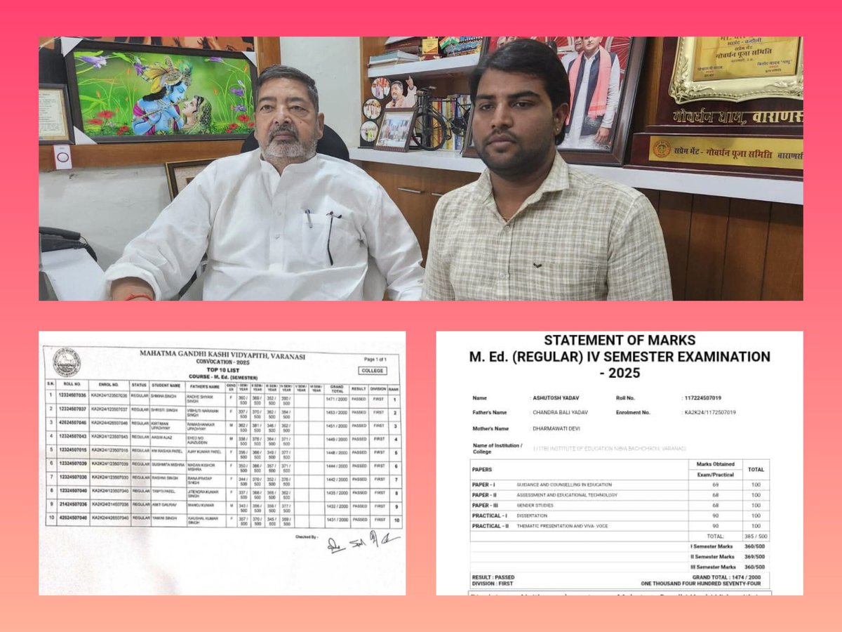 Among Hindus in India, the most injustice is being done to the Yadav caste.

Not only are they being oppressed, but the fruits of their hard work are also being snatched away.

Ashutosh Yadav's MA at Kashi Vidyapeeth