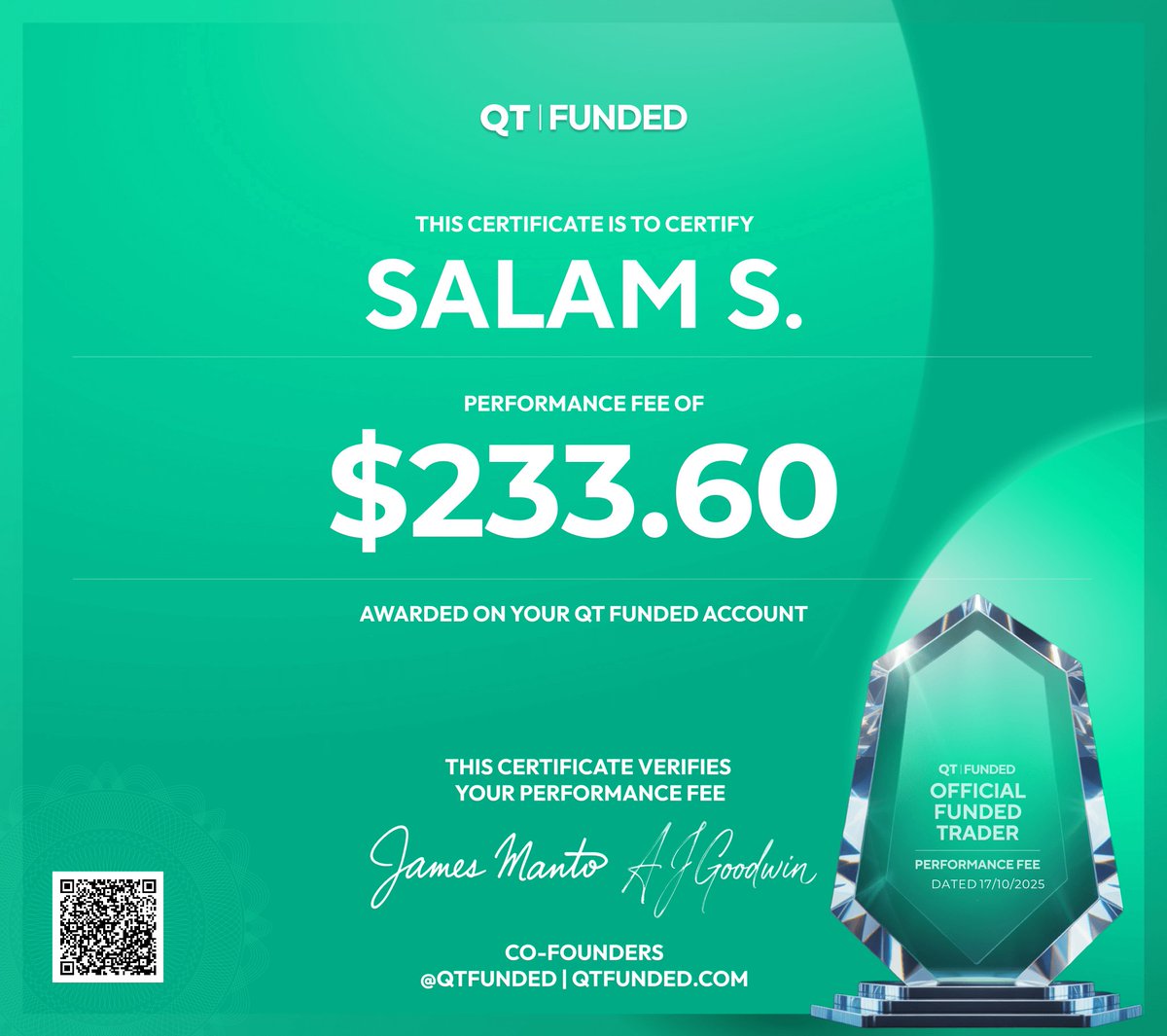 Giveaway to Reward. Many more to come. Thank you Sir <a href="/Sai_Prasan/">UrOrdinaryTrader</a>  for the opportunity. You are inspirational 💪. 
My first payout Approved ✅✅✅ 
Speed, Simple, Smooth 
What a Experience 💪 
W <a href="/QtFunded/">QT | FUNDED</a> 
Fly high.
And Good luck to all Hustlers. You are Next.
LFG 🔥💥💯