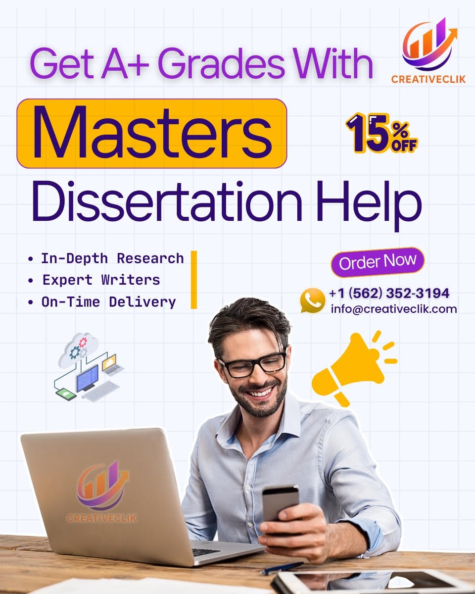 essaywriting0's tweet image. 🎓 Need help with your Master’s Dissertation? We’ve got you covered! ✨
🌐 Visit: creativeclik.com
🟢 wa.me/15623523194
📩 info@creativeclik.com
#MastersDissertationHelp #DissertationWriting #AcademicSupport #CreativeClik #PlagiarismFree #ExpertWriters #StressFree