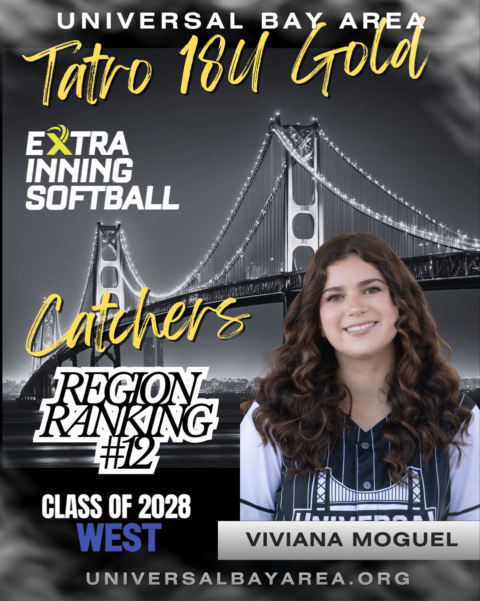 UniversalTatro's tweet photo. Congratulations to Universal Bay Area 18U Gold player Viviana Moguel for being ranked #12 in the West region for the 2028 class by Extra Innings. #stud #ubafamily❤️ @extrainningsoftball @viviana_moguel2028 @RRecruiting_ https://t.co/9LLaiugdny