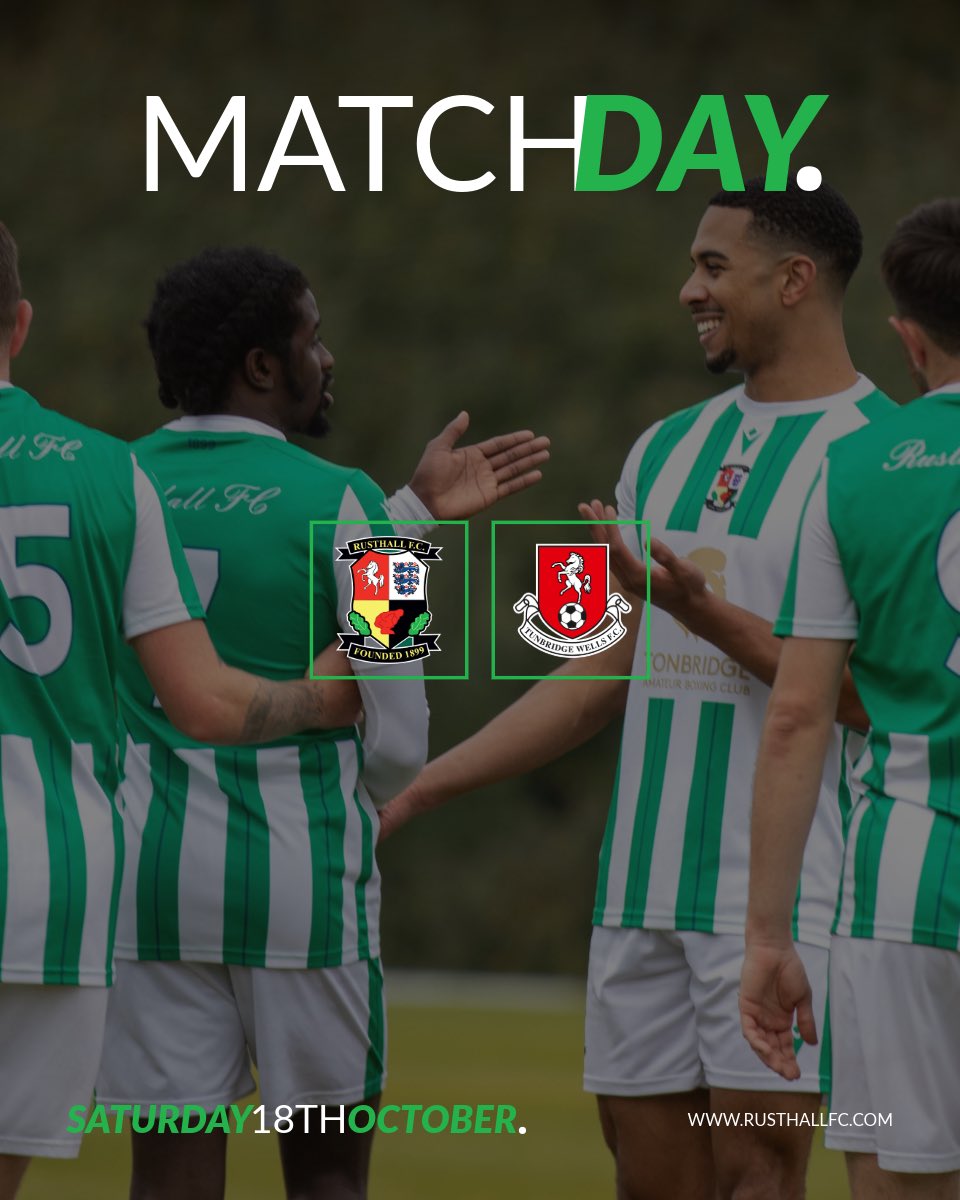 Rusthall FC (@fcrusthall) on Twitter photo It’s 𝗗𝗘𝗥𝗕𝗬 𝗗𝗔𝗬! 😁
Join us at The Jockey Farm Stadium this afternoon when we take on <a href="/Tun_Wells_FC/">Tunbridge Wells FC</a> in the 1st Round of the Isuzu FA Vase! The action will get underway at 3PM! 🙌
🎫 Online Tickets ➡️ bit.ly/RocksDerbyFAVa… (Until 1PM)
#RusthallFC 🟢⚪️ It’s 𝗗𝗘𝗥𝗕𝗬 𝗗𝗔𝗬! 😁
Join us at The Jockey Farm Stadium this afternoon when we take on <a href="/Tun_Wells_FC/">Tunbridge Wells FC</a> in the 1st Round of the Isuzu FA Vase! The action will get underway at 3PM! 🙌
🎫 Online Tickets ➡️ bit.ly/RocksDerbyFAVa… (Until 1PM)
#RusthallFC 🟢⚪️