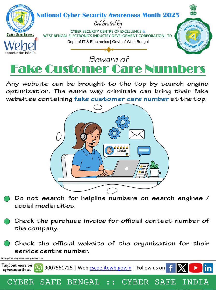 cscoe_wb's tweet image. Every year October is celebrated as National Cyber Security Awareness Month to emphasize the importance of staying safe online. Share our daily posters with your friends to spread cyber security awareness for Day 18
#CSCOE #CyberAwareness #cybersecurity #NCSAM