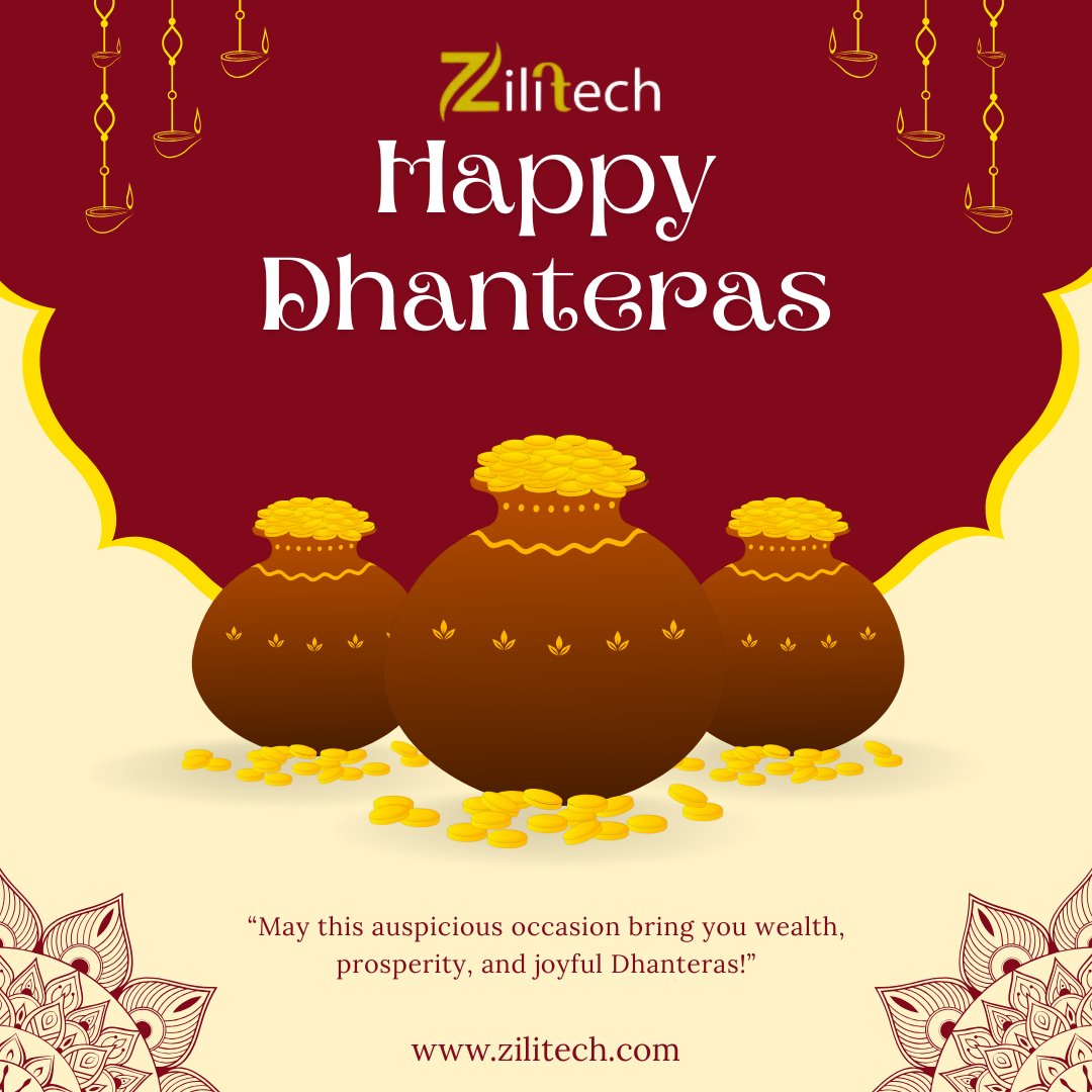 zilitechy's tweet image. 💰🪔 Happy Dhanteras 2025!
May your life be filled with innovation, prosperity, and digital success.
Wishing you good fortune &amp;amp; bright beginnings from
 Zilitech IT Services 💻✨

🌐 zilitech.com | ☎️ +91 8050061666
#HappyDhanteras #ZilitechITServices #TechForSuccess