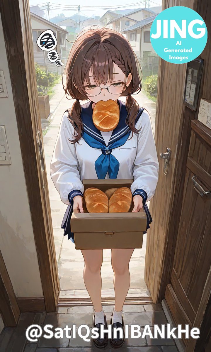 SatIQsHnIBANkHe's tweet image. #平凡な女子校生
あ、これ、パン少女から皆さんへの差し入れです✨持ち方かドアの位置、どっちをツッコミ入れたら良いですか?😊
A girl came to share her food in a slightly unusual way.
#BreadGirl #AIArt #JK #JapaneseAnimeStyle