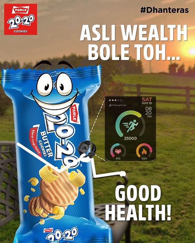 Asli Wealth bole toh…Good health!

#parle2020cookies

#parleproducts #parlefamily #buttercookie #cashewcookie #2020cookies #branding #topical #topicalspot #momentmarketing #dhanteras #diwali #health

[Parle 2020, Cookies bole toh, Branding, Dhanteras, Diwali]