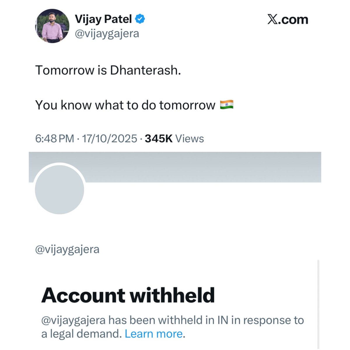 indianrightwing's tweet image. So an Indian&apos;s account is banned because he spoke for the Indian Army? What clownery is this @GoI_MeitY?

I had planned to buy gold from Malabar today. Not anymore.