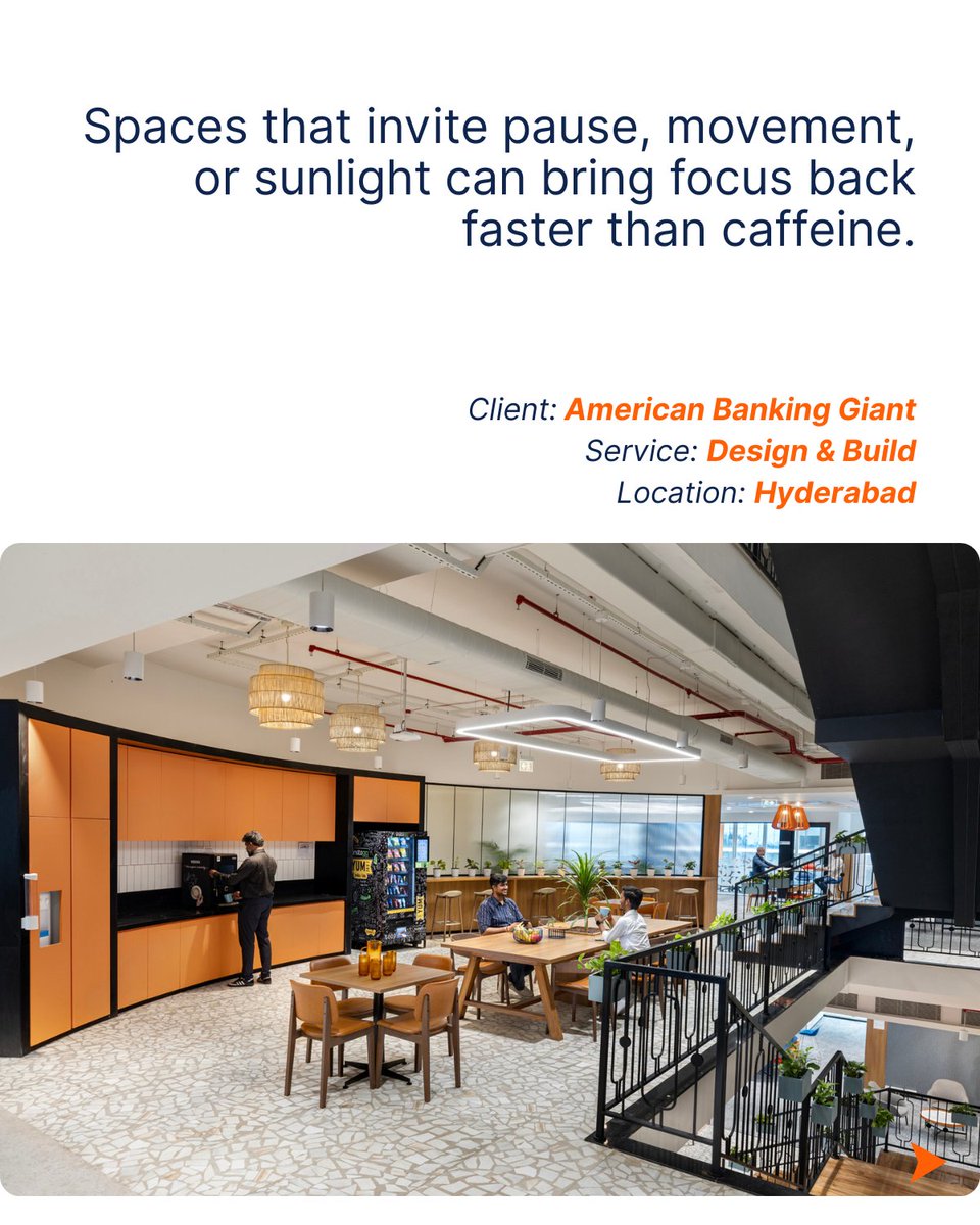 Centrix_Spaces's tweet image. We’ve all felt it - that mid-afternoon dip when the energy fades, focus slips, and the to-do list looks a little too long.

#centrix #workspacesthatwork #beyonddesks #officedesign #workspacewellness #designthatmoves #productivitybydesign #interiordesignindia #creativeworkspaces