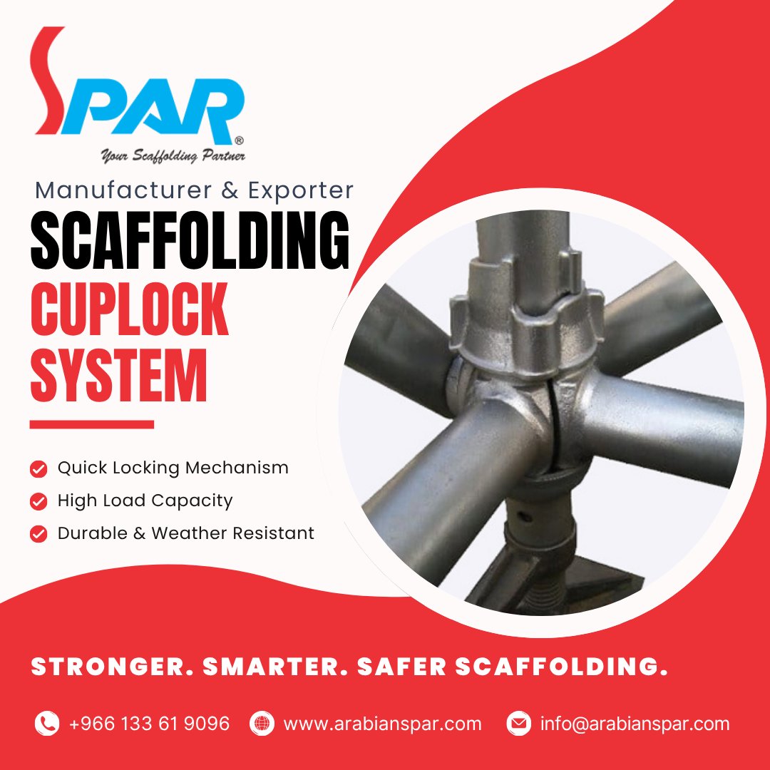ArabainSpar's tweet image. Reach New Heights with Our Cuplock Scaffolding System!
☎ +966 (13) 3619096, +966 (13) 3627320
📧 info@arabianspar.com
🌐 arabianspar.com
#arabianspar #scaffoldingcuplock #cuplockSystem #cuplock #couplockstand #scaffoldingservices #scaffolding #ScaffoldingExperts