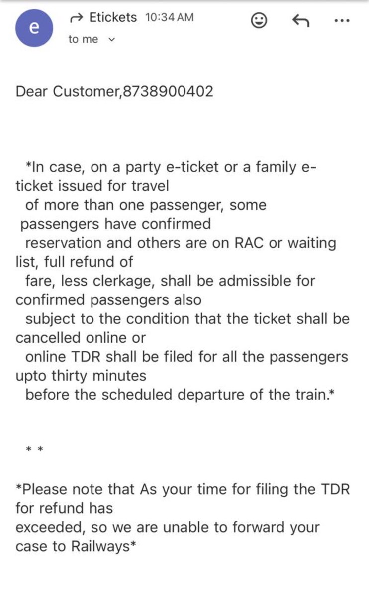 malleshbannan's tweet photo. #irctc #IRCTC 
3 Tatkal tickets booked, 1 got confirmed and 2 not confirmed. first of all, we couldn’t travel. Now says you cannot get refund for those 2 tickets which were not confirmed. Very strange… https://t.co/QvwFZ9dPUq