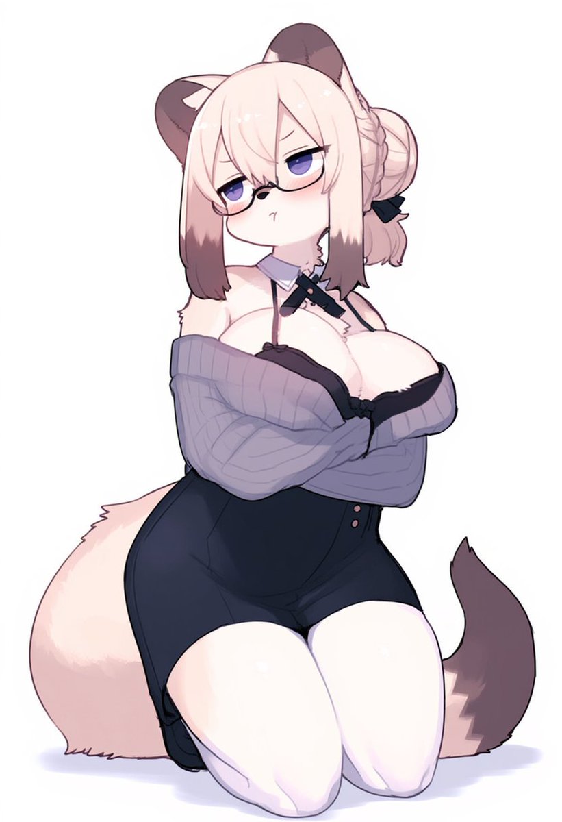 kemono_aiart's tweet image. 狸と言われて怒っているフェレットちゃん( ｰ̀ н ｰ́ )💨