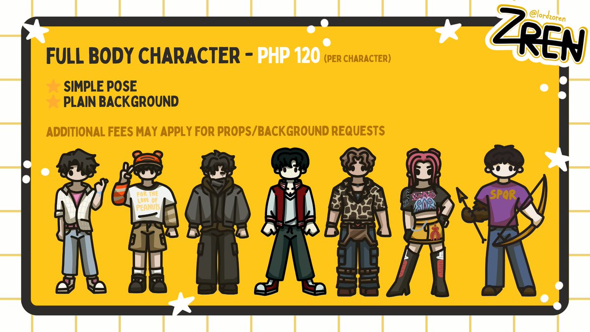 [ Zoren's Art Comms ]

decided to open commissions for this month! 

⭐️ send a DM if you're interested or if you have any questions~
⭐️ prices below!

( likes and rts are appreciated <3 )

check out more of my work here: lordzoren.carrd.co

#commissionsopen #artmoots