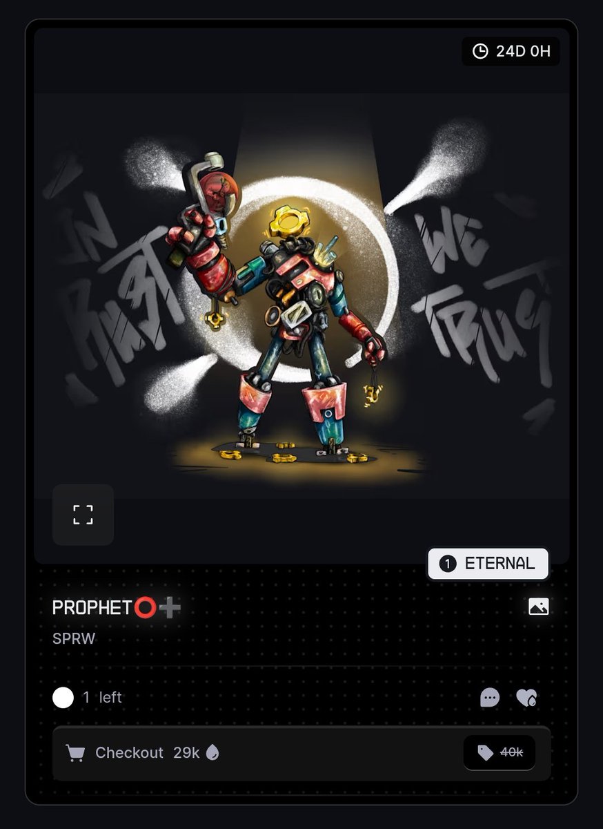 GM dreamers 🐦 

Prophet ⭕➕‌ moved to storefront on <a href="/drip_haus/">DRiP 💧</a> 💧

1/1 eternal only for 29k💧
Check it out 
🔗👉bio