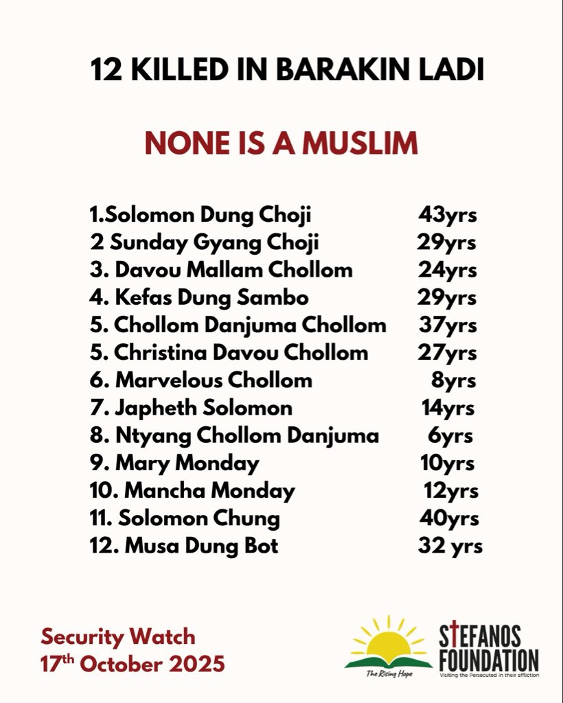 nenkinan_deshi's tweet image. Few weeks ago, Rev. James of ECWA in Kwara died in captivity.
This week, Rev. Lamba also from ECWA in Kaduna died in captivity (kidnapped in July)
This same week, 14 persons were killed in Plateau State alone
The culprits are the same
Christians are at risk
The Jihad is real
1/