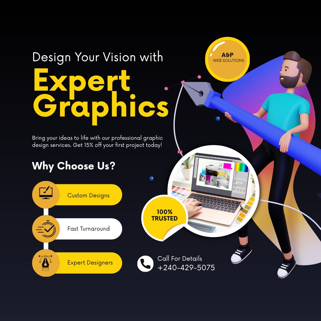 anpwebsolutions's tweet image. Design your vision, professionally. 🖌️ Get 15% off your first graphic design project with our trusted experts! Custom, fast, and brilliant.

Call +240-429-5075 to get started!

#GraphicDesignServices #ProfessionalDesign #CreativeAgency #BrandDesign #WebAndGraphics #DesignExperts