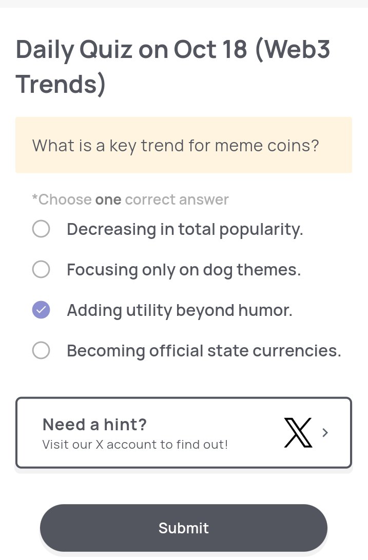 profmedian108's tweet image. 📚 OCTOBER 18TH, 2025 — OFFICIAL DAILY QUIZ ANSWERS :
Marina ➡️ B
Xenea ➡️ C
Spur ➡️ C
Syntax ➡️ B
Syntax Vault Combo:☞2-5-7-6
GM☀️
📝 Always Confirm Your Selection!
#Airwallet #SpurProtocol #Marian #xeneaquiz #syntax #Airdrops