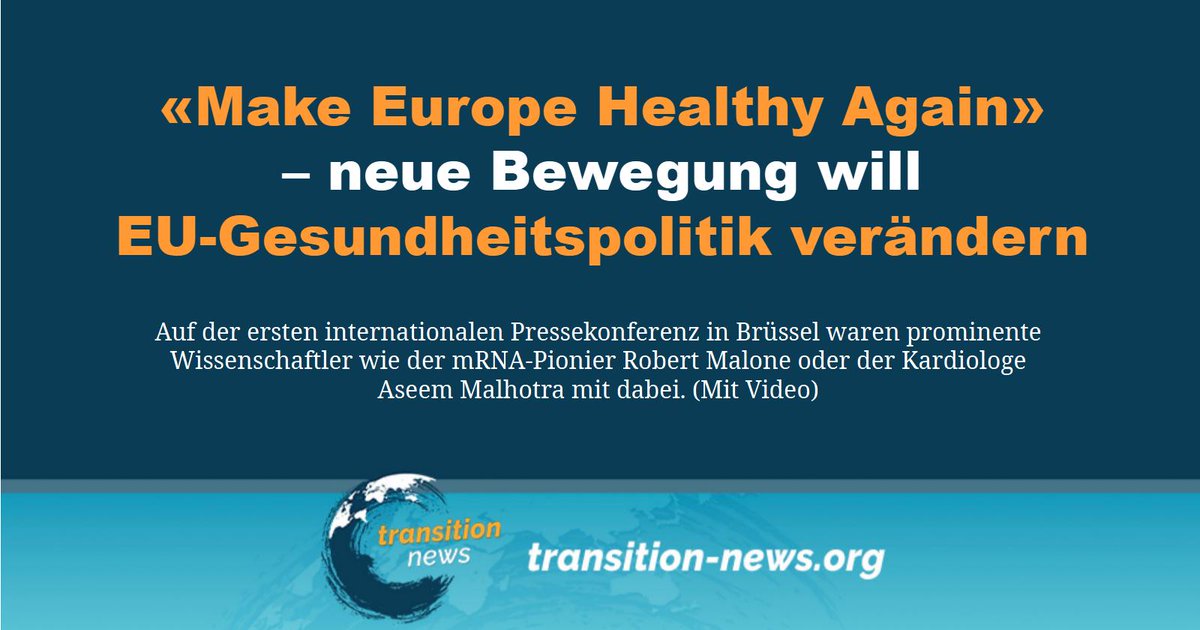 C_Transition2's tweet image. Gesundheit neu denken und zwar jenseits von #Lobbyismus und politischer Einflussnahme, das ist das Motto der Bewegung «Make Europe Healthy Again» (#MEHA), die am 15. Oktober 2025 in #Brüssel gestartet wurde.
Weiterlesen ... (transition-news.org/make-europe-he…)
#transitionnews #EU #MEHA