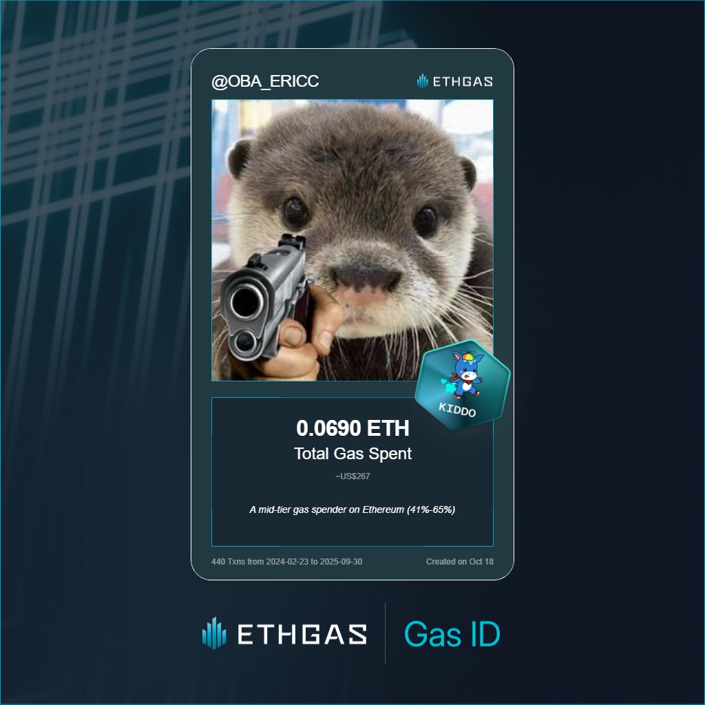 Just unlocked my Gas ID from ETHGas 🪪

Have to say I don't usually interact with ETH unless it's necessary but I guess I've spent a considerable amount

Check yours over here = mmunity/gas-report?referral=RD5286A