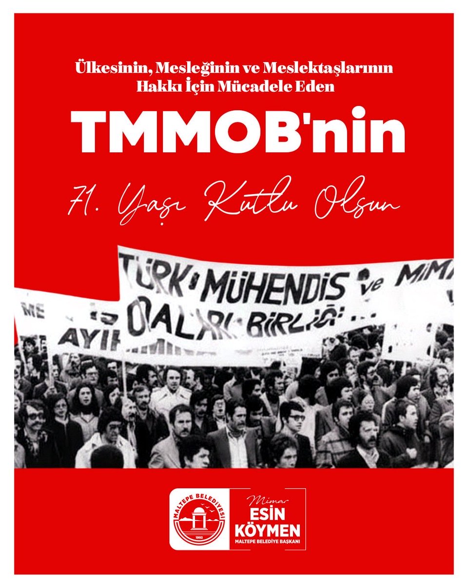 TMMOB’nin 71. kuruluş yılı kutlu olsun.

Ülkemizin toplumsal gelişimi, mesleki onurun korunması ve kamusal yararın güçlenmesi için özveriyle mücadele eden, ülkemizin en köklü meslek örgütlerinden biri olan ve üyesi olmaktan gurur duyduğum TMMOB’nin 71. yılını kutluyorum.