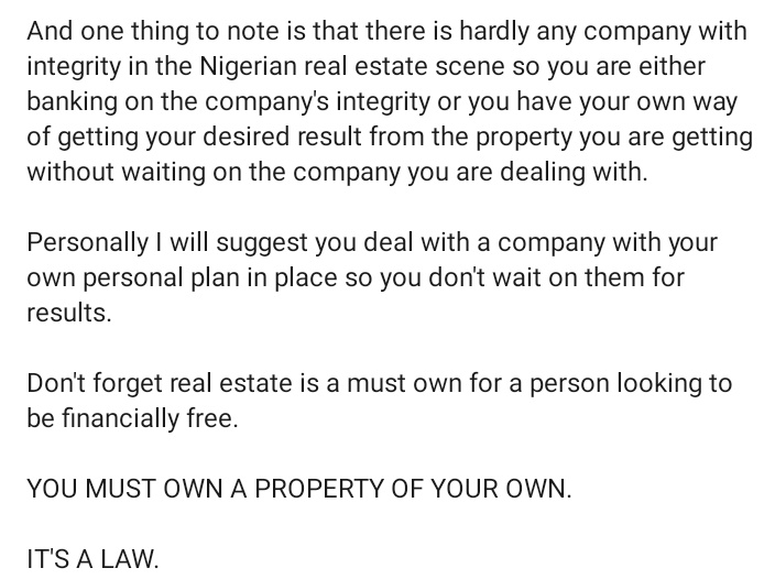 OlajideJ7's tweet photo. OWN REAL ESTATE, IT'S A MUST IF YOU WANT TO BE FINANCIALLY FREE. https://t.co/HKejvMDEz2