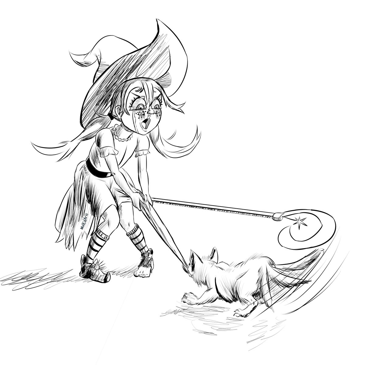 MidKidArts's tweet image. #inktober2025 15: Ragged. Wolf pups need proper training.