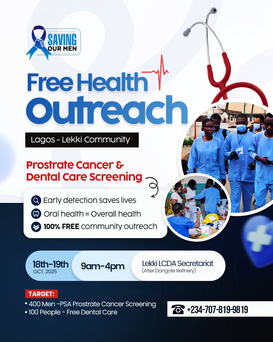 D-day is here!!!

Come join us at Lekki LCDA [After Dangote refinery]

Together let's save our men💙💙💙